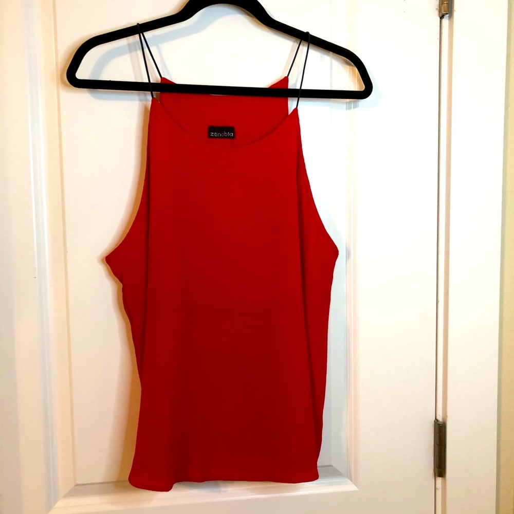 Zenobia Red Tank with Black straps